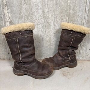 Ulu Womens Brown Leather Shearling Lined Winter Boots Mid Calf Size 7 7KOLL40702